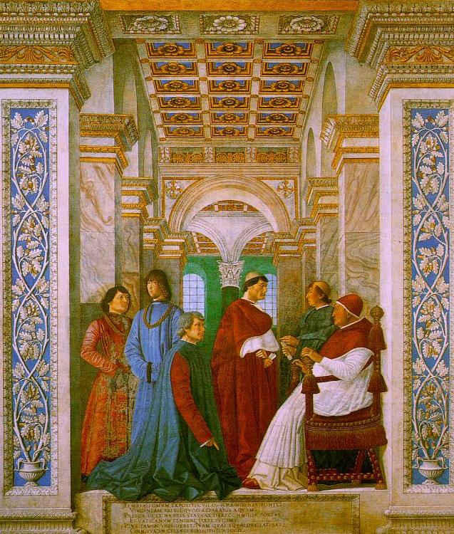 Melozzo da Forli Sixtus II with his Nephews and his Librarian Palatina Spain oil painting art